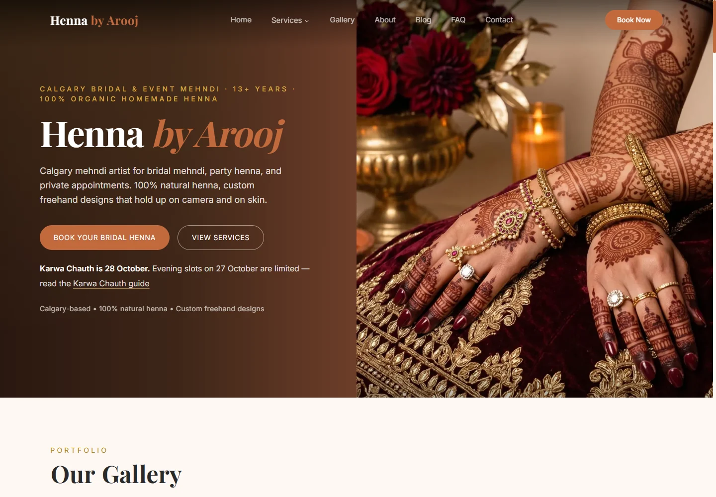 Henna by Arooj website on desktop and mobile
